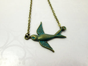 vintage inspired small bird necklace