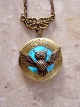 Load image into Gallery viewer, glow in the dark owl locket